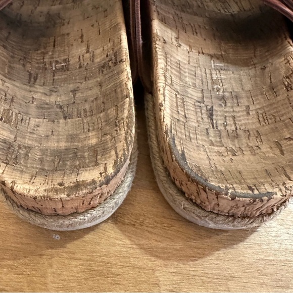 Esprit Brielle Sandals Womens Size 6.5M Brown Chestnut Cork Like Base White Heel - Picture 9 of 14